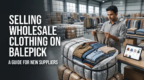 Strapped bales on a pallet with an inspection checklist, beside a wallet and a delivery truck